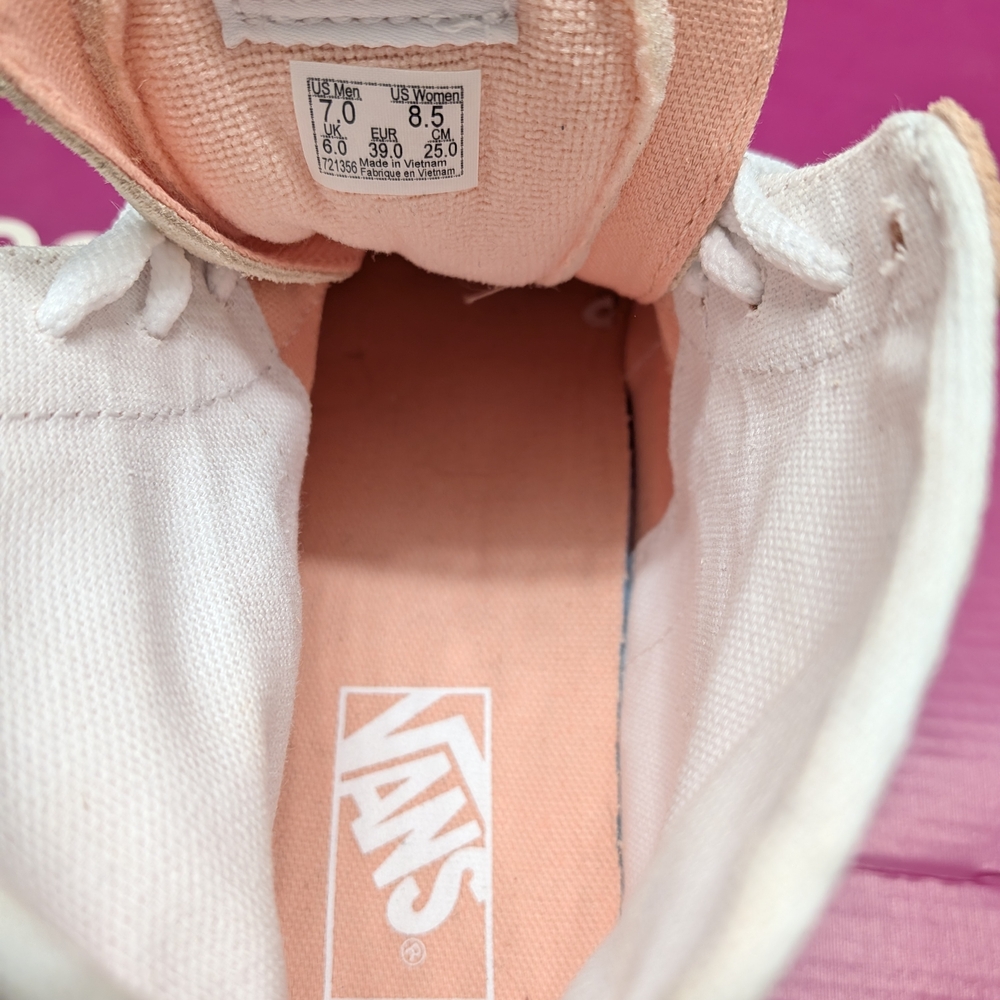 Vans Peach and White High-Top Sneakers - Picture 2 of 2